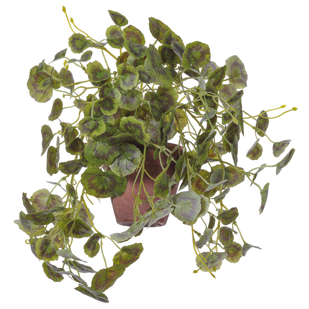 11.5 Inch Begonia Leaf Silk Plant with Terra Cotta Pot - Green/Brown Artificial Flowers (Pack of 4) - Perfect for Home Decor, Office, Wedding Centerpieces & Indoor Greenery