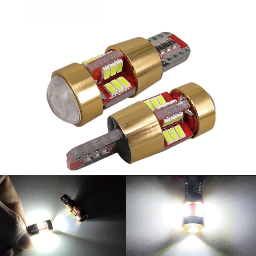 KATUR 2-Pack W5W T10 LED 3014 SMD Canbus Error-Free Car Light Bulbs - Interior & Exterior Clearance Lamps for Vehicle Styling - Perfect for Dashboard, License Plate, Dome, and Map Lights
