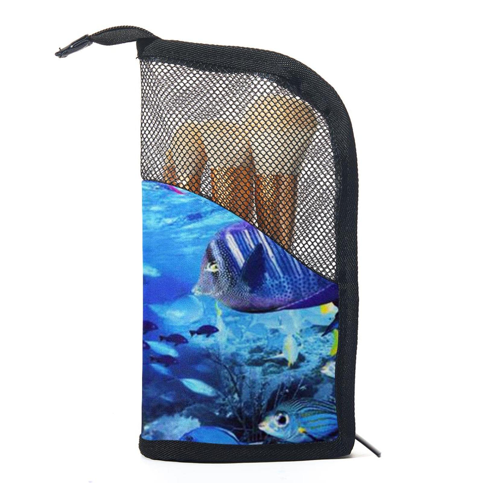 Premium Makeup Brush Organizer Bag with 12 Slots - Waterproof Portable Cosmetic Brush Holder Case for Travel & Home Storage (Deep Sea Fish Design) - Perfect for Makeup Artists & Beauty Enthusiasts