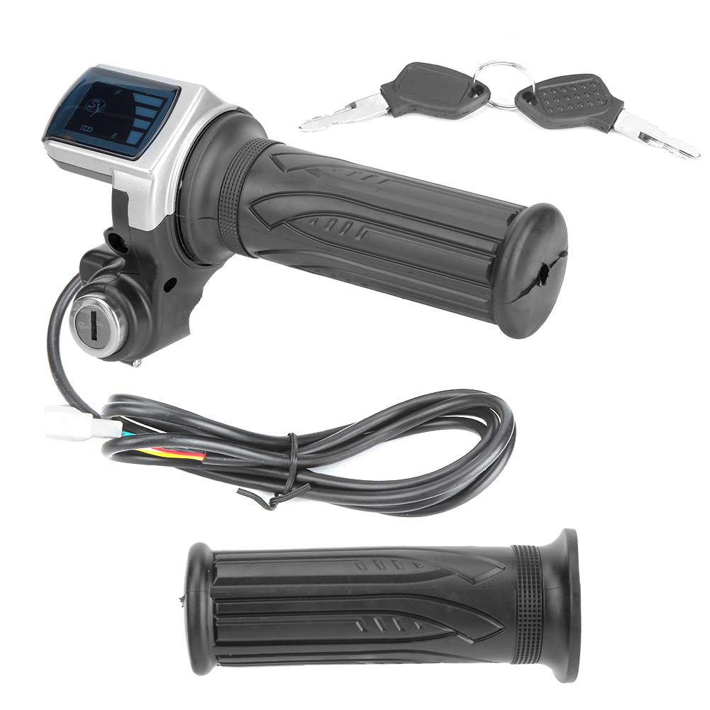 36V Electric Bike Throttle Grip with LED Power Indicator & Key Lock - Half-Twist Throttle Handlebar for E-Bikes and Scooters - Perfect for Commuting, Off-Roading, and Urban Riding