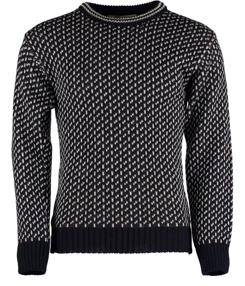Norwegian Crew Neck Sweater for Men - Classic Nordic Knit Pattern - Navy Blue Pullover - Medium Size - Perfect for Winter & Casual Outfits