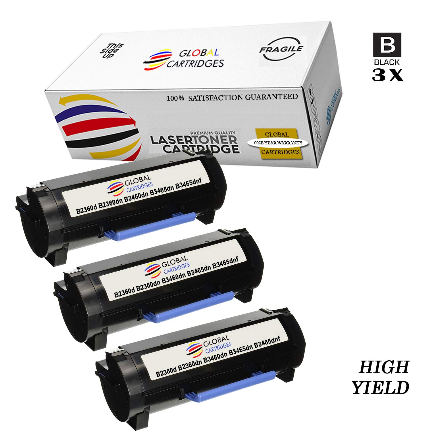 Premium Dell 331-9805 Toner Cartridge (3-Pack) - Compatible with B2360/B3460 Series Printers for Office Use