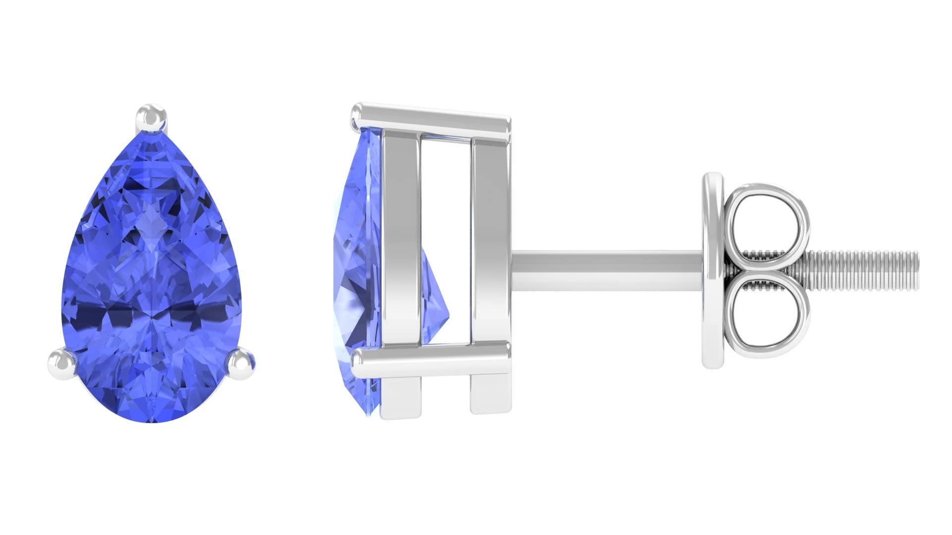 Pear Shape Tanzanite Stud Earrings for Women - Certified 14K Solid Gold Solitaire Earrings, December Birthstone Jewelry | Perfect for Weddings, Anniversaries & Special Occasions