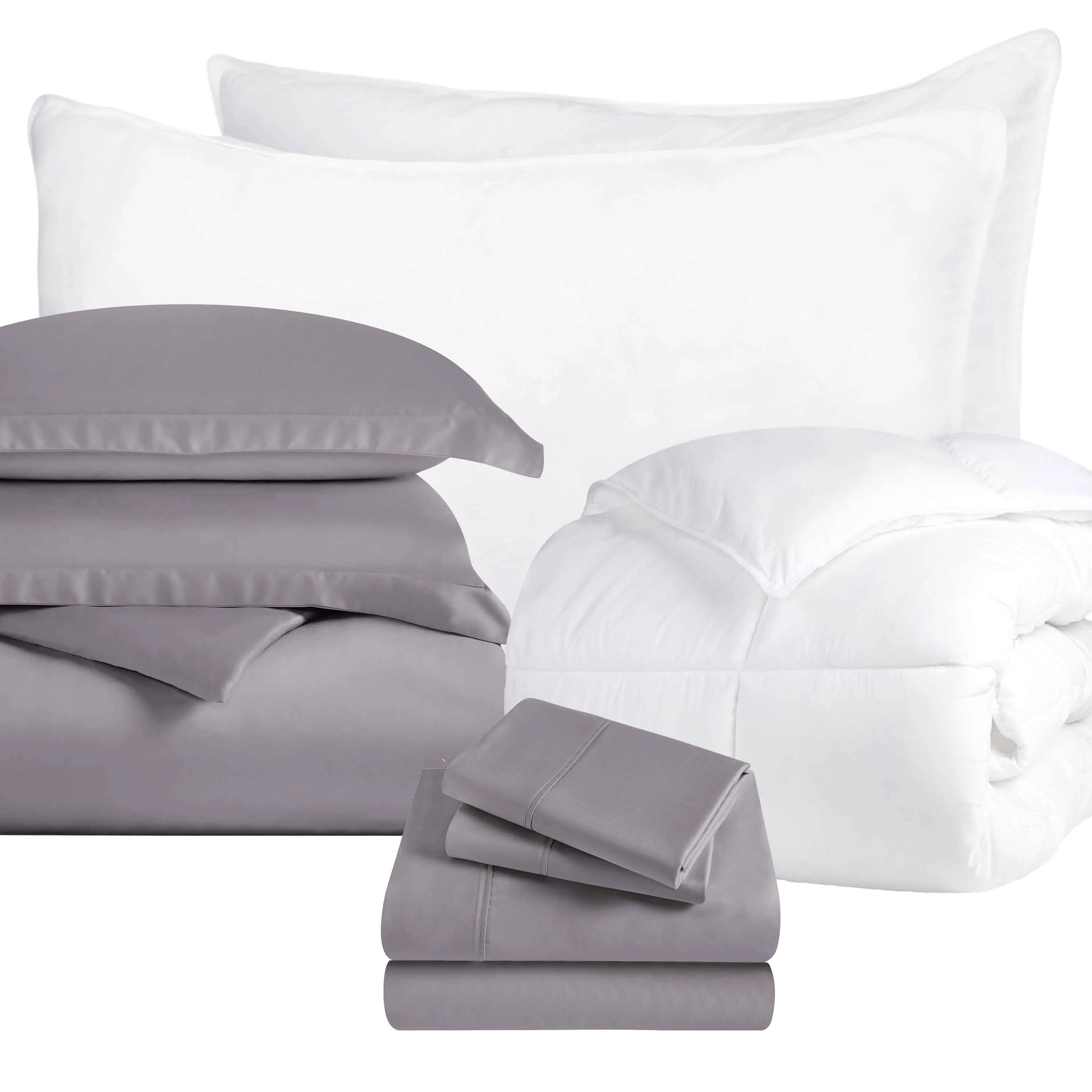 11-Piece Silky Comfort Bedding Set - Soft Luxury Sheets, Duvet Cover & Pillowcases - Perfect for Master Bedroom, Guest Room, or Dorm - Breathable & Hypoallergenic for Year-Round Comfort