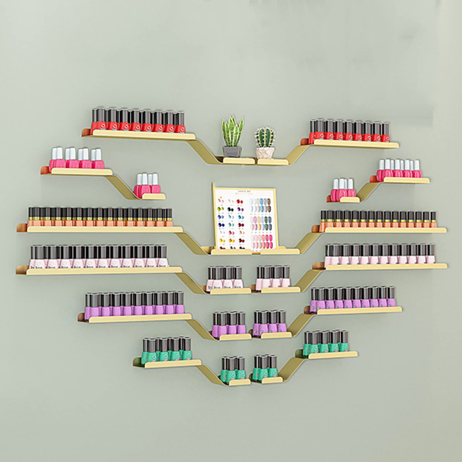 Metal Wall Mounted Nail Polish Organizer Shelf - Floating Display Rack for Nail Polish, Essential Oils & Picture Frames - Perfect for Salon, Spa, Bathroom & Home Decor Organization