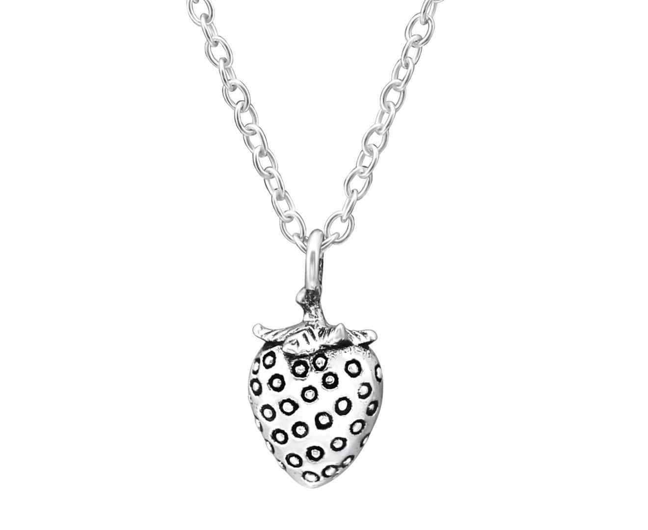 Kids' Sterling Silver Strawberry Necklace - Dainty & Hypoallergenic Jewelry for Girls | Perfect for Birthdays, Gifts & Everyday Wear