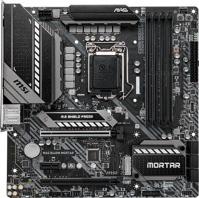 MSI B460M Mortar LGA 1200 Micro ATX Motherboard - Intel B460 Chipset, DDR4 Support, PCIe 3.0 - Perfect for Gaming PC Builds and Home Office Workstations