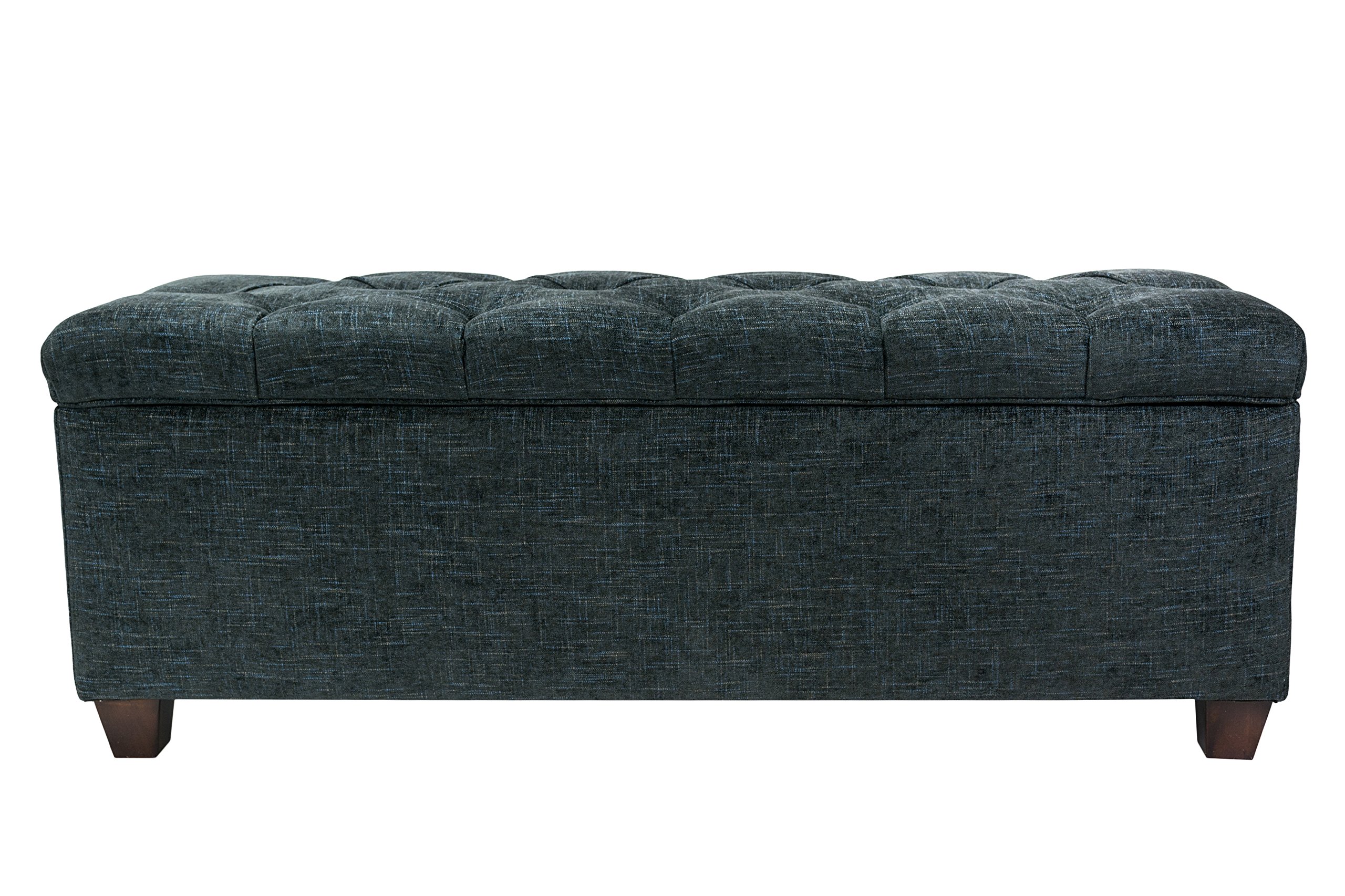 MJL Furniture Designs Atlas Midnight Upholstered Storage Bench with Tufted Seat - Stylish Entryway, Bedroom, or Living Room Storage Solution