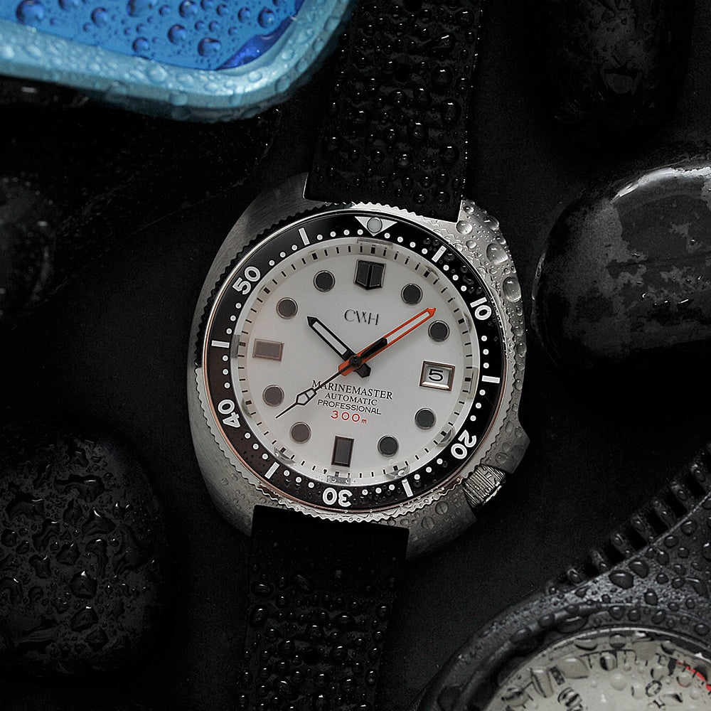Arctic Mariner CWH Collective Stainless Steel Rubber Strap Diver's Watch with Date Display - Waterproof Sports Watch for Scuba Diving, Swimming & Outdoor Adventures