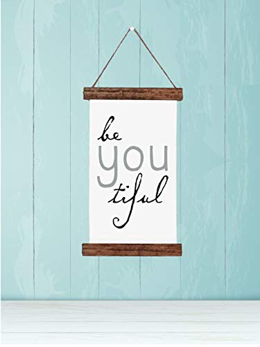 Wood & Canvas Wall Hanging - Be You Tiful Girls Inspirational Room Décor - 9x15-Inch Wall Art for Bedroom, Living Room, Nursery, or Office