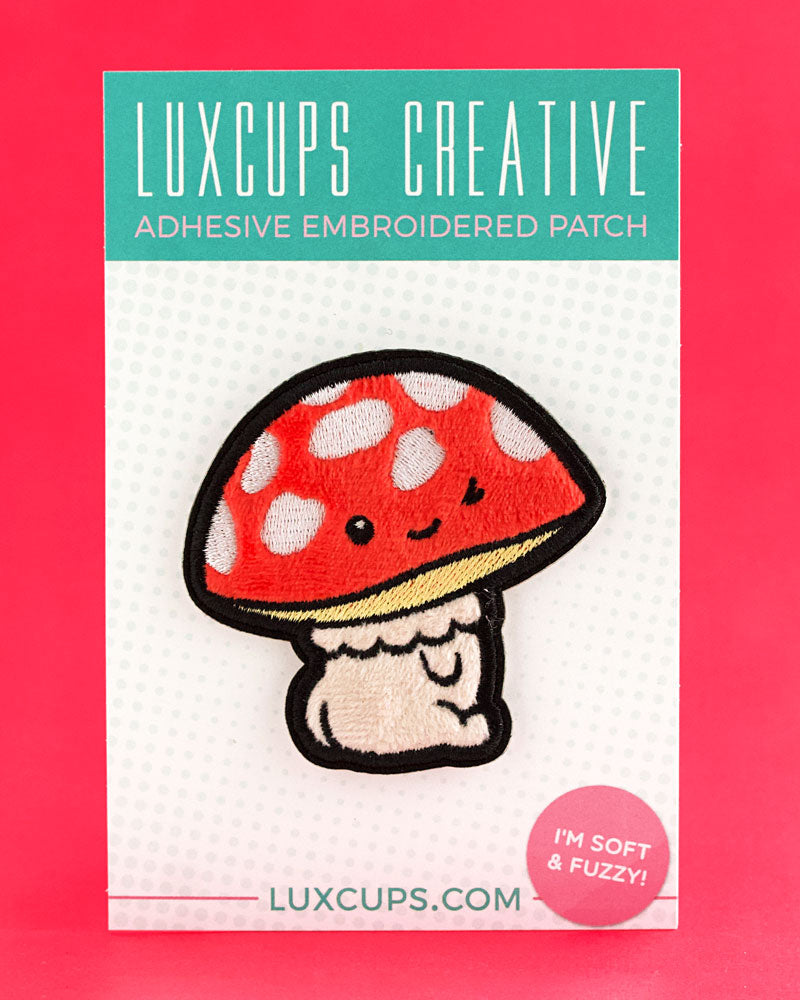 Chubby Mushroom Fuzzy Sticky Patch - Adorable DIY Decorative Stickers for Scrapbooking, Journaling, Laptop & Phone Customization