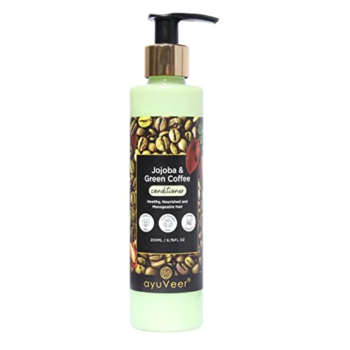 Ayuveer Jojoba & Green Coffee Hair Conditioner - Deep Nourishing Treatment for All Hair Types (200ml) | Hydrates, Repairs & Adds Shine - Perfect for Daily Hair Care & Damaged Hair Recovery