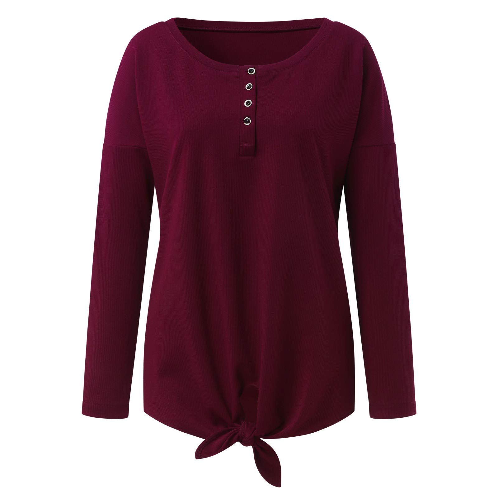 Holzkary Women's Loose Fit Tunic Top - Front Pullover Knotted Button Blouse for Casual Wear | Perfect for Office, Date Night & Weekend Outfits