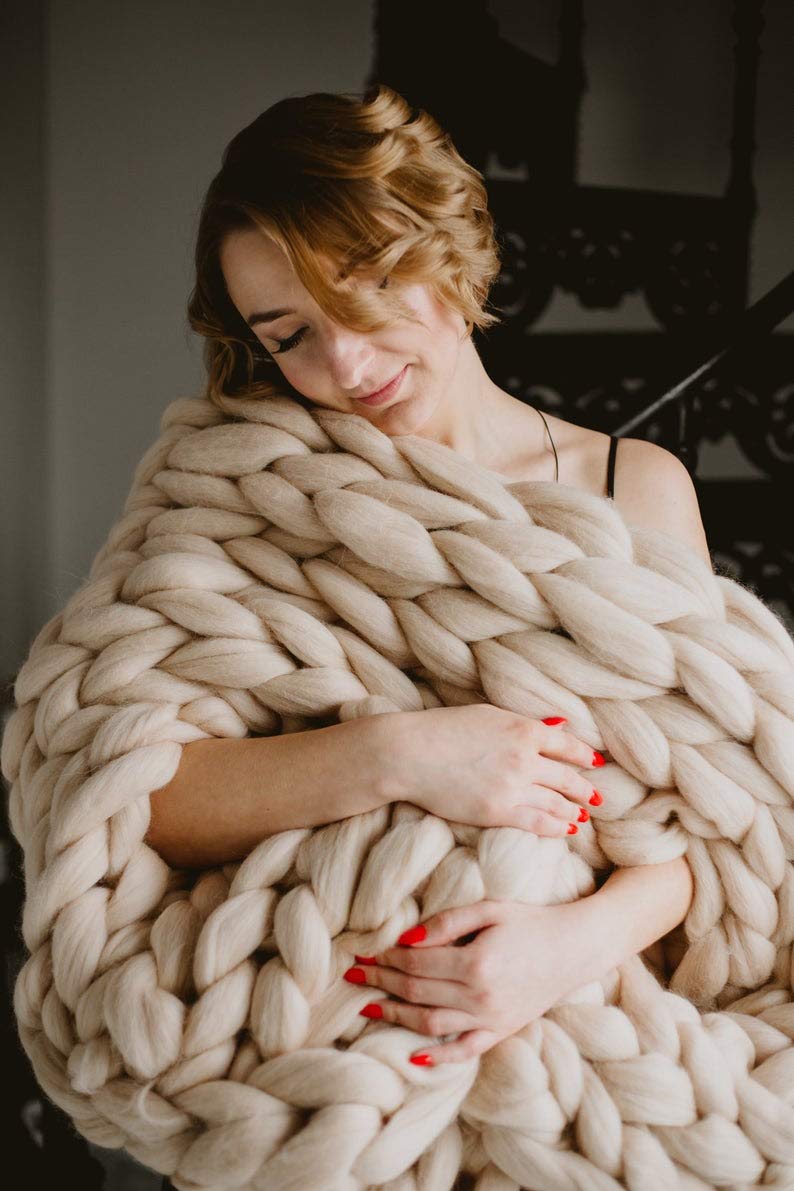 Handmade Chunky Knit Blanket - 60