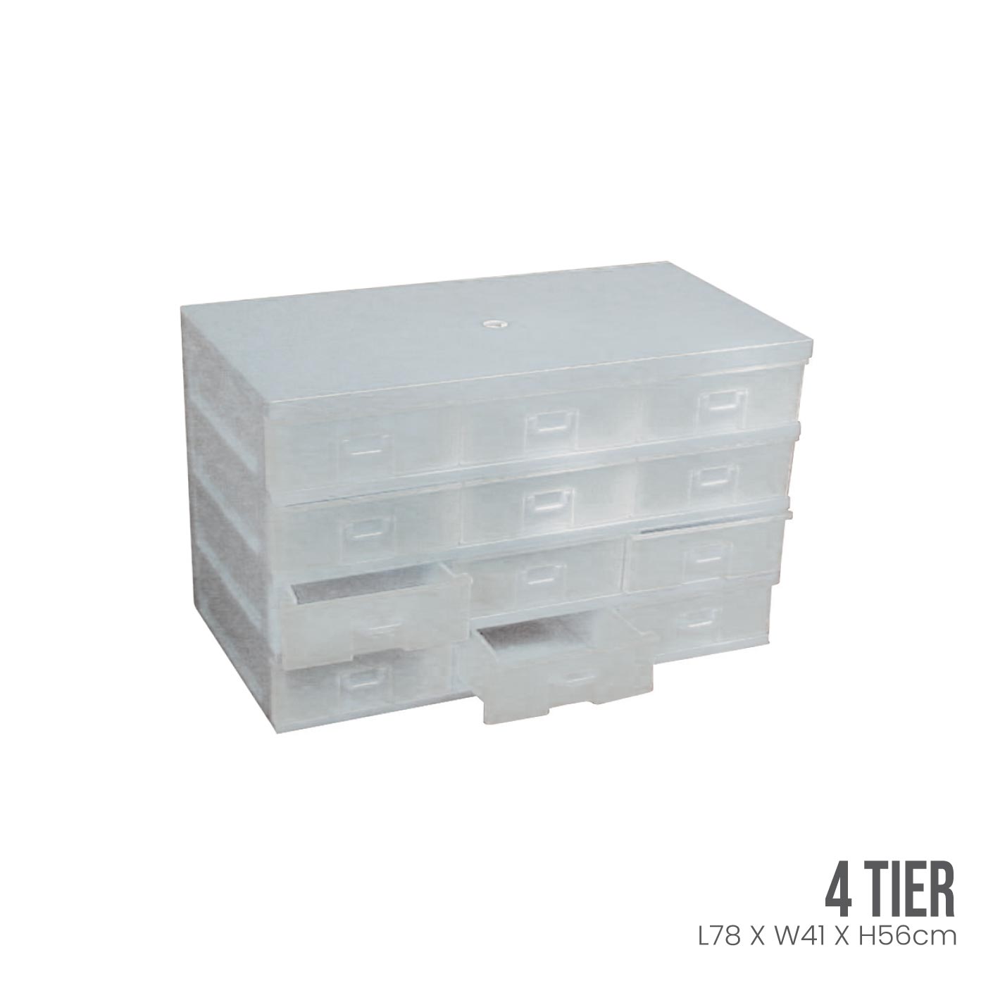 4-Tier 12 Compartment Plastic Storage Drawer Organizer - Perfect for Home, Office, Craft & Garage Organization (Model 9214)