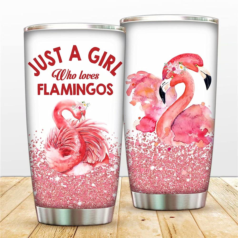Just A Girl Who Loved Flamingo Travel Coffee Mug - 20oz Pink Stainless Steel Tumbler with Lid & Straw for Hot/Cold Drinks - Perfect for Commuting, Office & Outdoor Adventures