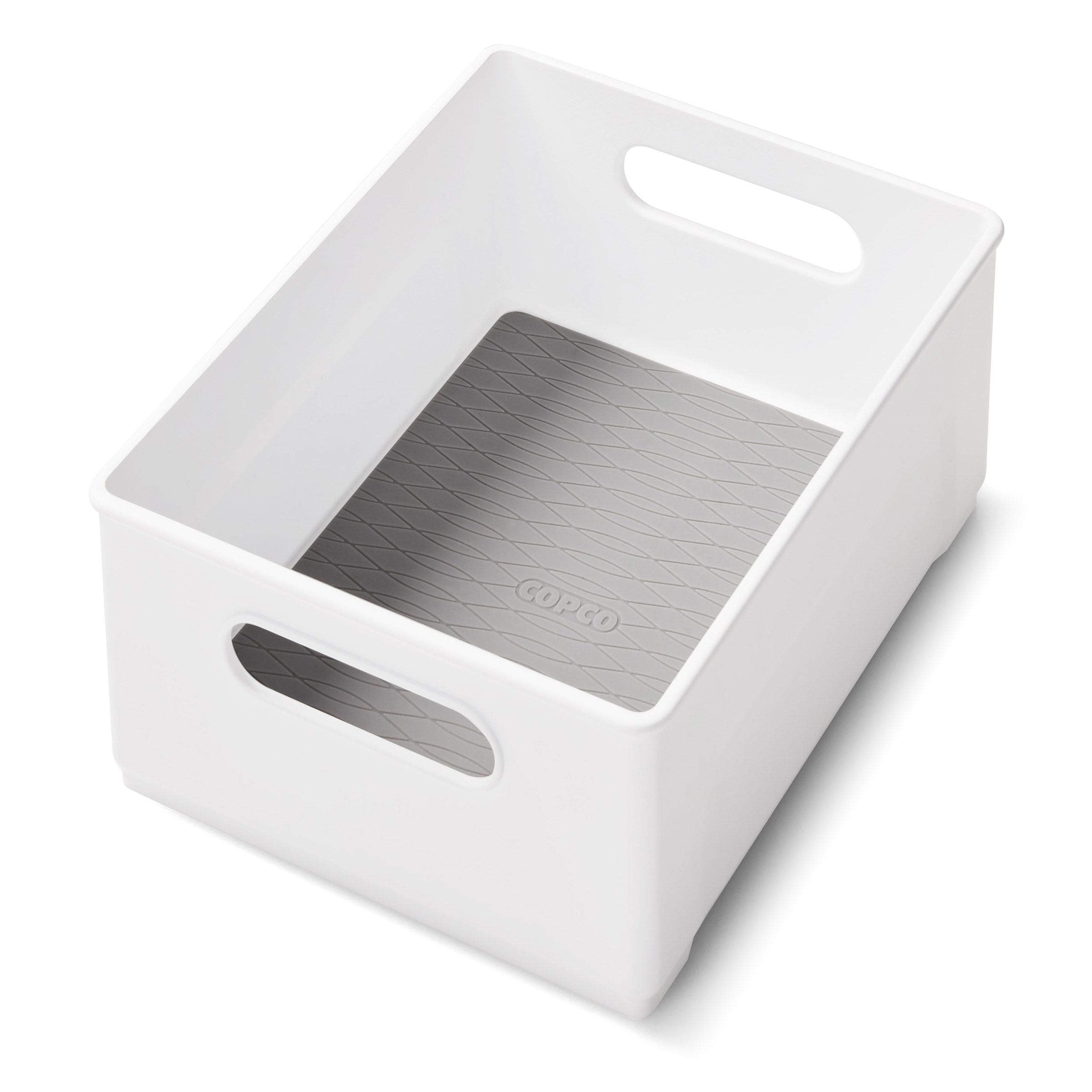 Copco 10-Inch White Cabinet Storage Bin with Built-In Handles & Non-Slip Base - Perfect for Organizing Kitchen, Pantry, Closet & Bathroom - Great for Storing Spices, Snacks, Toiletries & Tall Items - Space-Saving Home Organization Solution