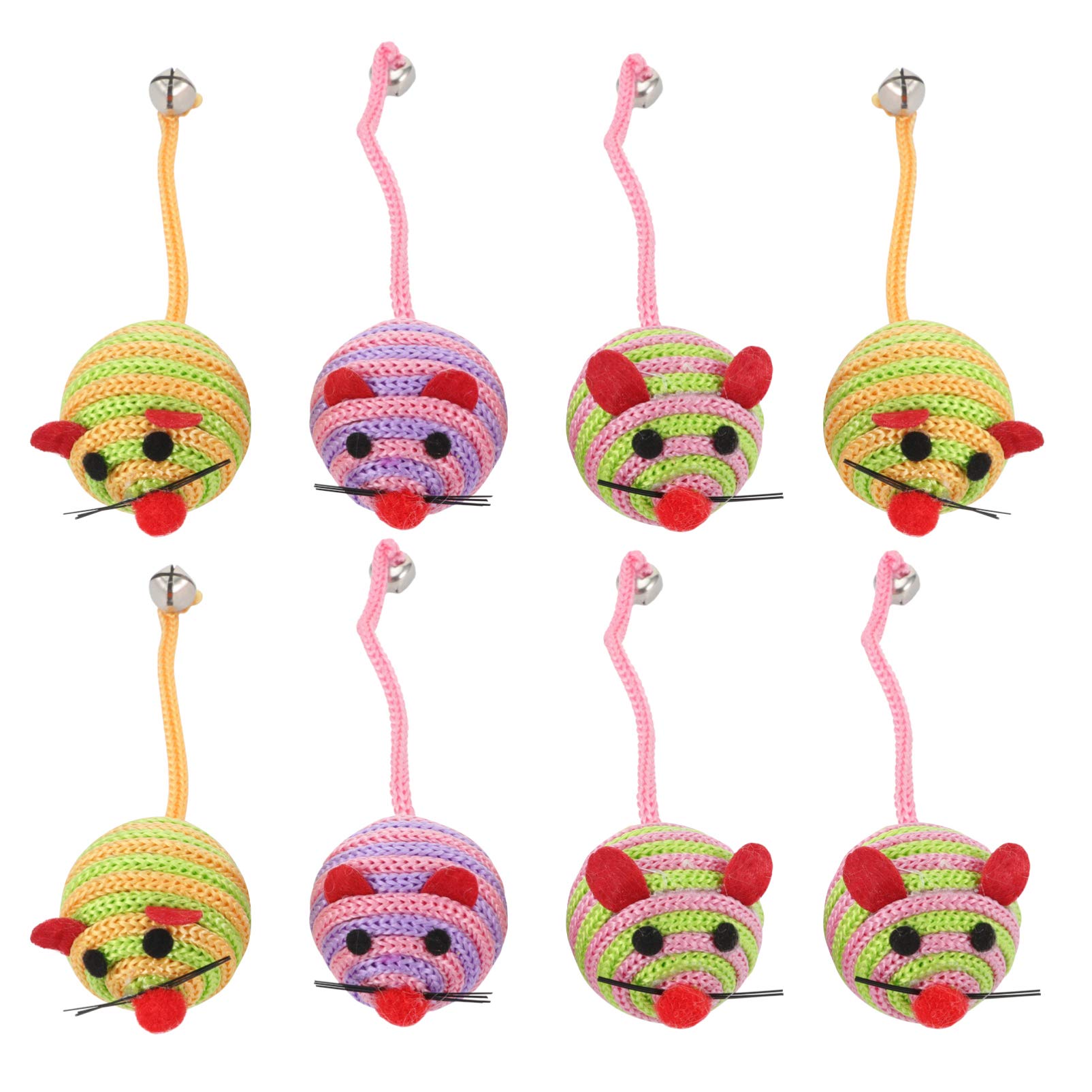 8pcs Interactive Cat & Dog Teaser Toy Set - Nylon Mouse Ball for Puppy Kitten Playtime - Perfect for Indoor Pet Exercise and Bonding Fun