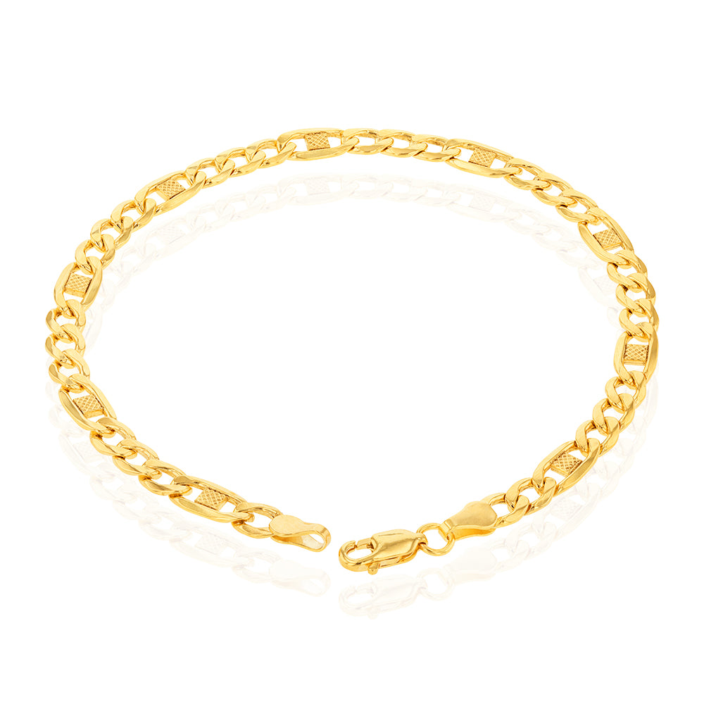 9 Carat Silver Filled Figaro Chain Bracelet - 120 Gauge, 21cm - Perfect for Everyday Wear & Gift Giving