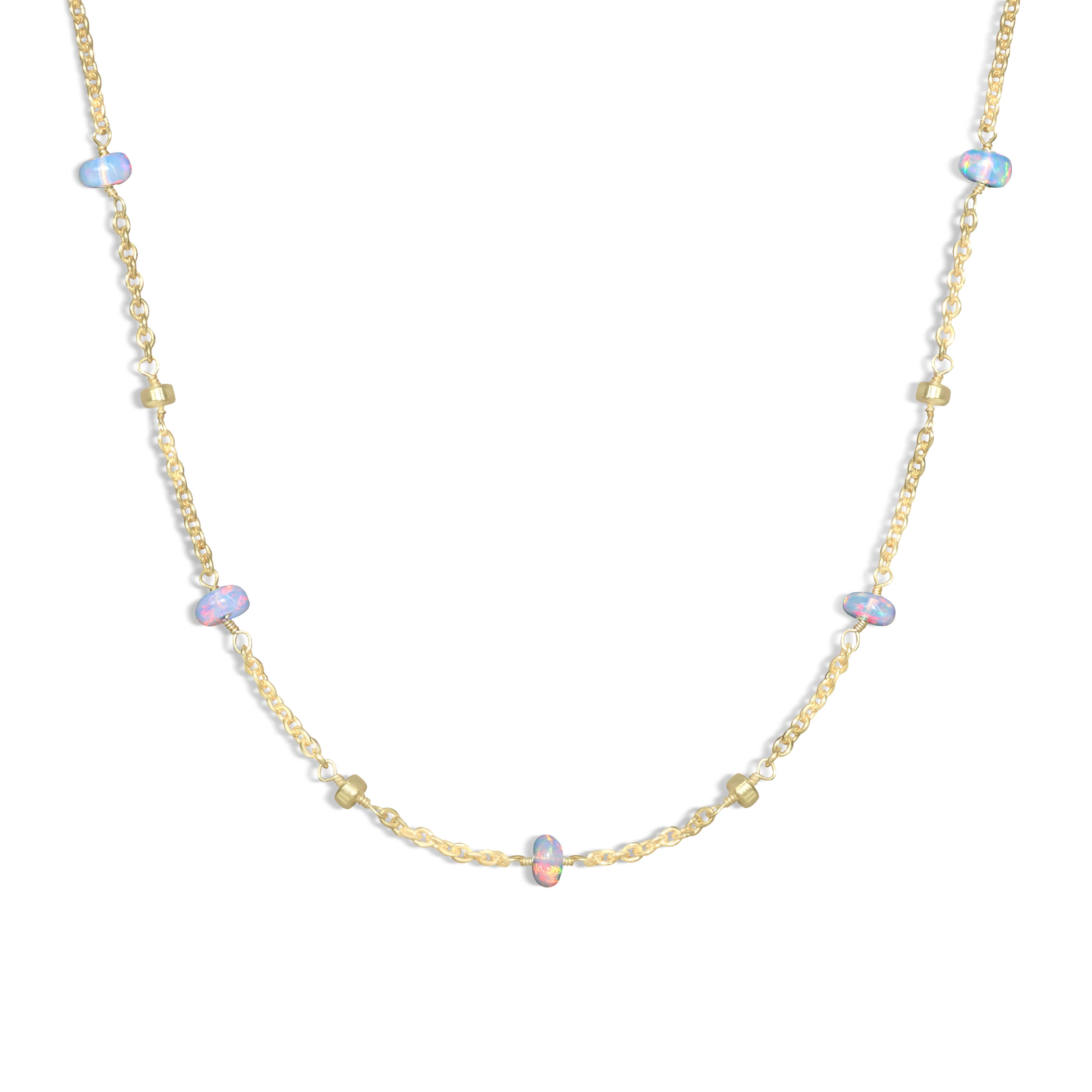 Natural White Opal Beaded Chain Necklace for Women - Elegant Boho Jewelry for Everyday Wear & Special Occasions