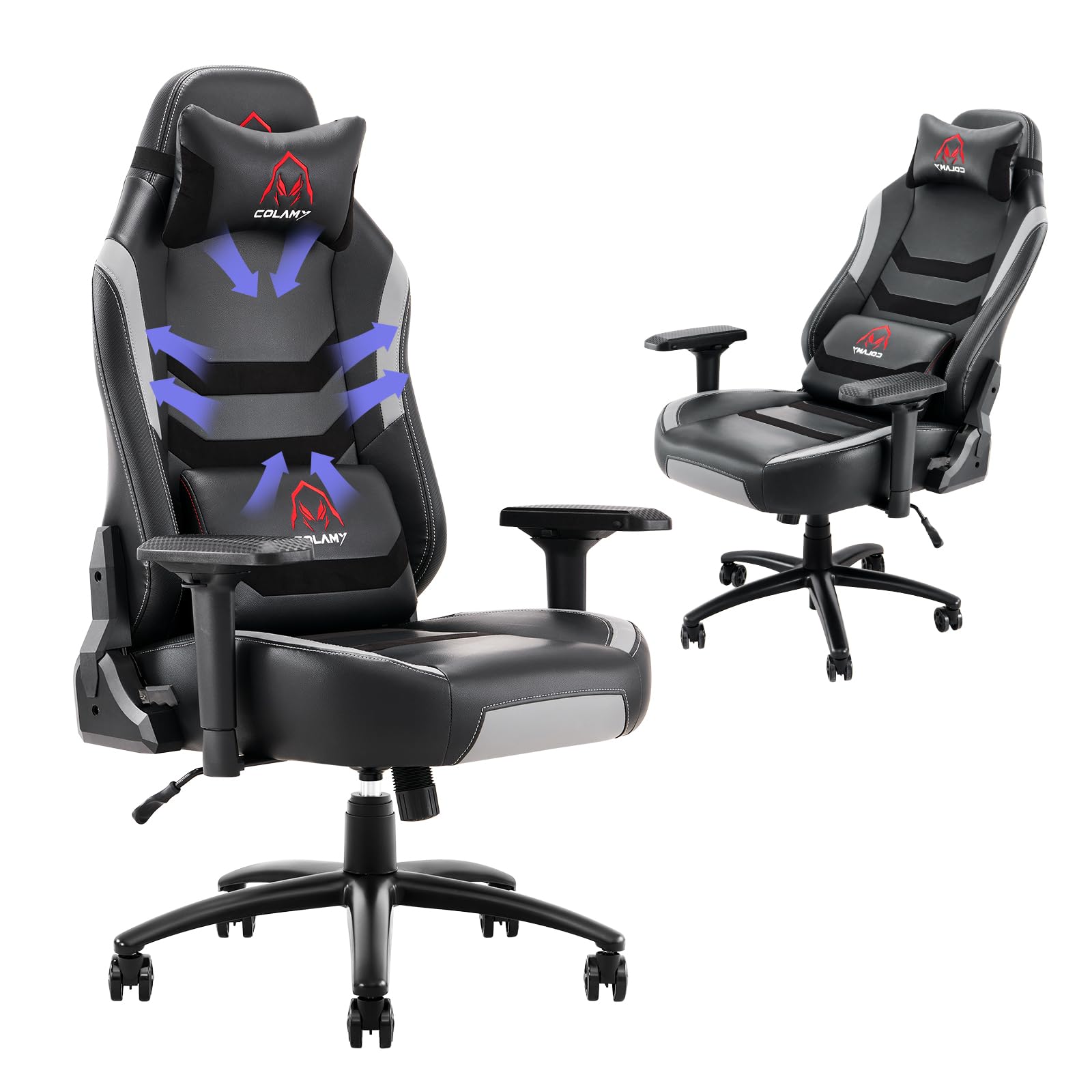 COLAMY Big and Tall Gaming Chair 400lbs - Ergonomic High Back Office Chair with Wide Seat for Adults, Heavy Duty Computer Gamer Chair - Perfect for Home Office, Gaming Setup, and Workspace (Black/Grey)