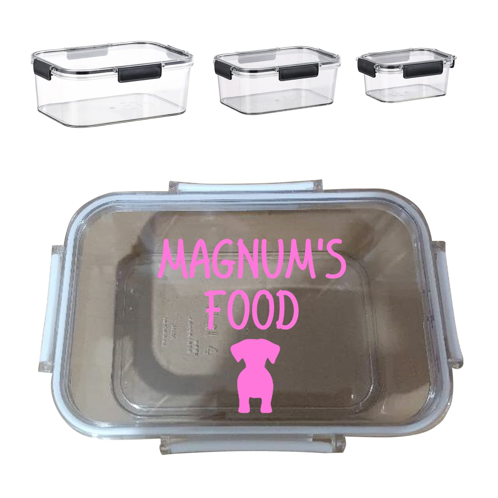 Personalized Dog Food Storage Container with Custom Name & Breed Silhouette - Portable Pet Treat Dispenser for Travel, Camping & Daycare - Durable Dog Lunch Box with Artistic Sketch Design