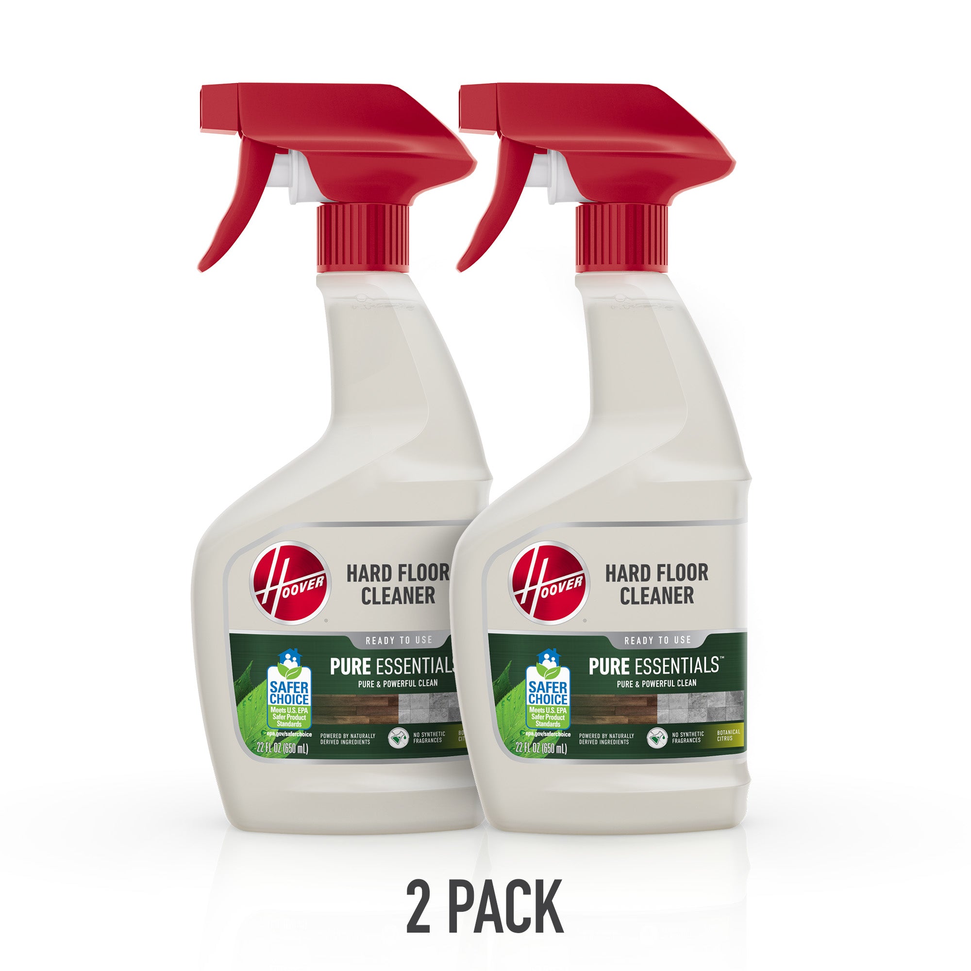 Pure Essentials Hard Floor Cleaner Trigger Spray - 22 oz (2 Pack) - Safe for Wood, Tile & Laminate - Ideal for Homes, Offices & Commercial Spaces