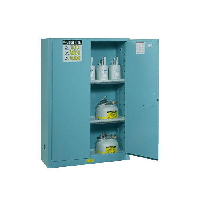45 Gallon 2-Shelf 2-Door Self-Closing Corrosive/Acid Steel Safety Cabinet - Sure Grip EX Blue (894522) for Chemical Storage in Labs, Warehouses & Industrial Facilities