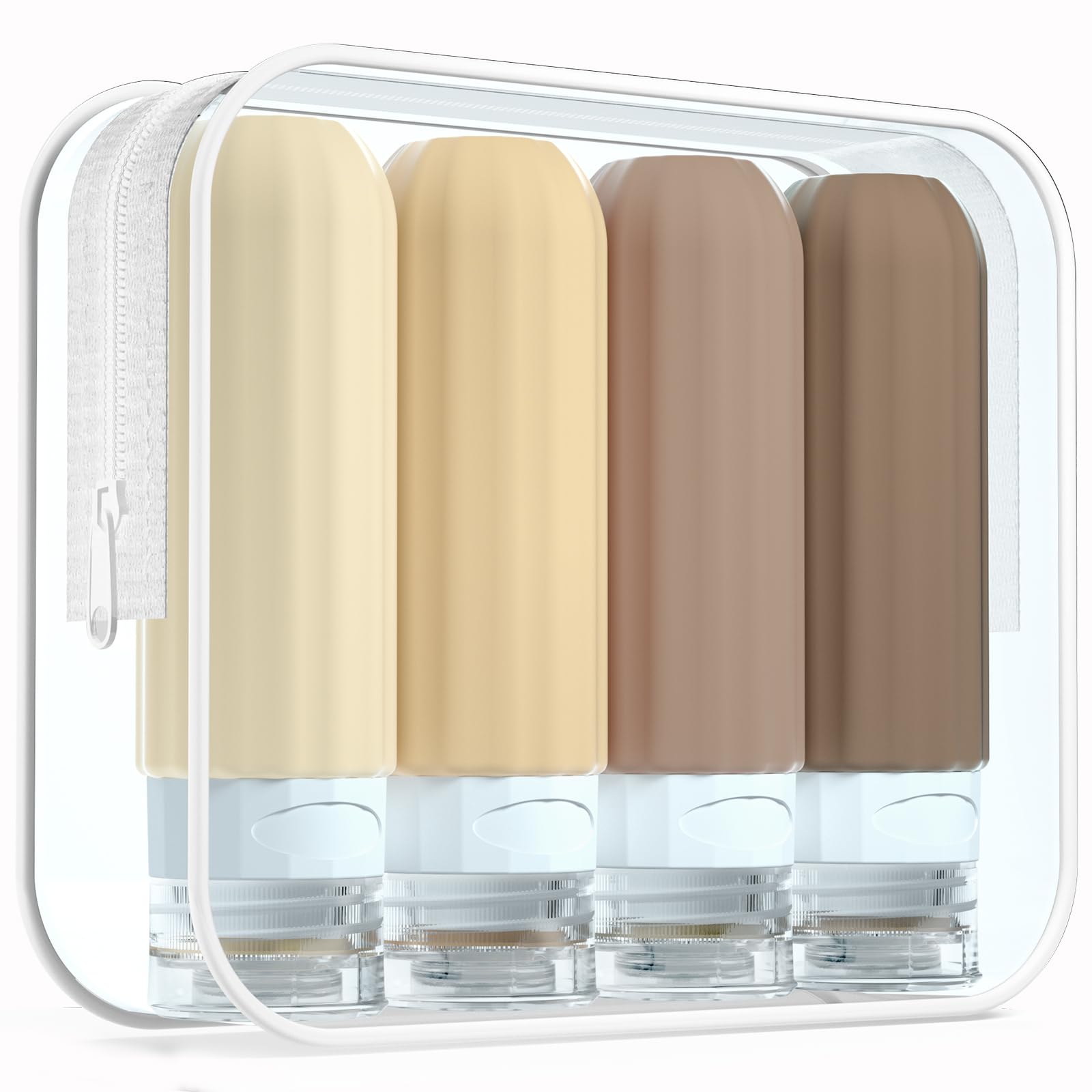 TSA Approved Silicone Travel Bottles (4 Pack) - 3oz Leak Proof BPA Free Toiletry Containers for Shampoo, Body Wash & Lotion - Perfect for Airplane Carry On, Gym Bag & Vacation Essentials