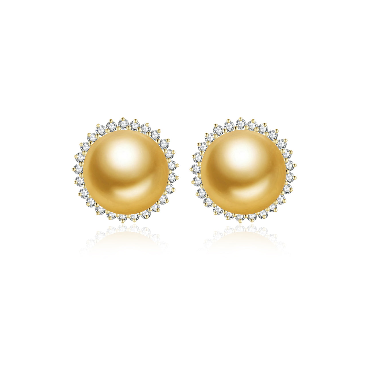 18K Solid Gold South Sea Golden Pearl Earrings KE00226 - Luxury Pearl Jewelry for Women, Elegant Gift for Wedding, Anniversary & Special Occasions