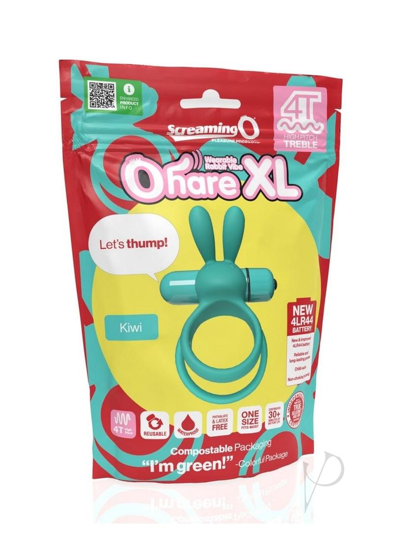 4T Ohare XL Silicone Rabbit Vibrating Cock Ring - Powerful Stimulation for Couples - Perfect for Foreplay & Enhanced Intimacy - Kiwi Green