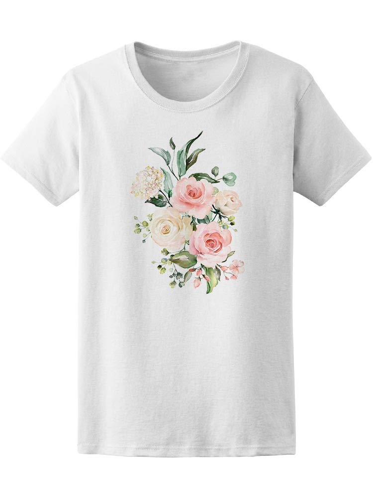 Floral Light Bouquet T-Shirt for Women - Soft Cotton Casual Tee with Floral Print - Perfect for Spring Outfits, Date Nights & Weekend Brunch