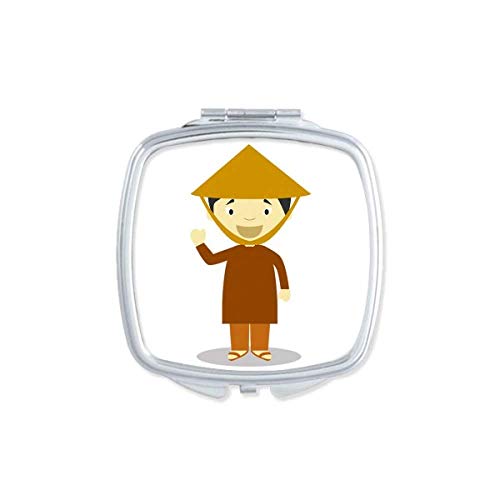 DIYthinker Bamboo Hat Vietnam Cartoon Mirror - Portable Compact Pocket Makeup Mirror with Double Sided Glass for Travel, Home & Office Use