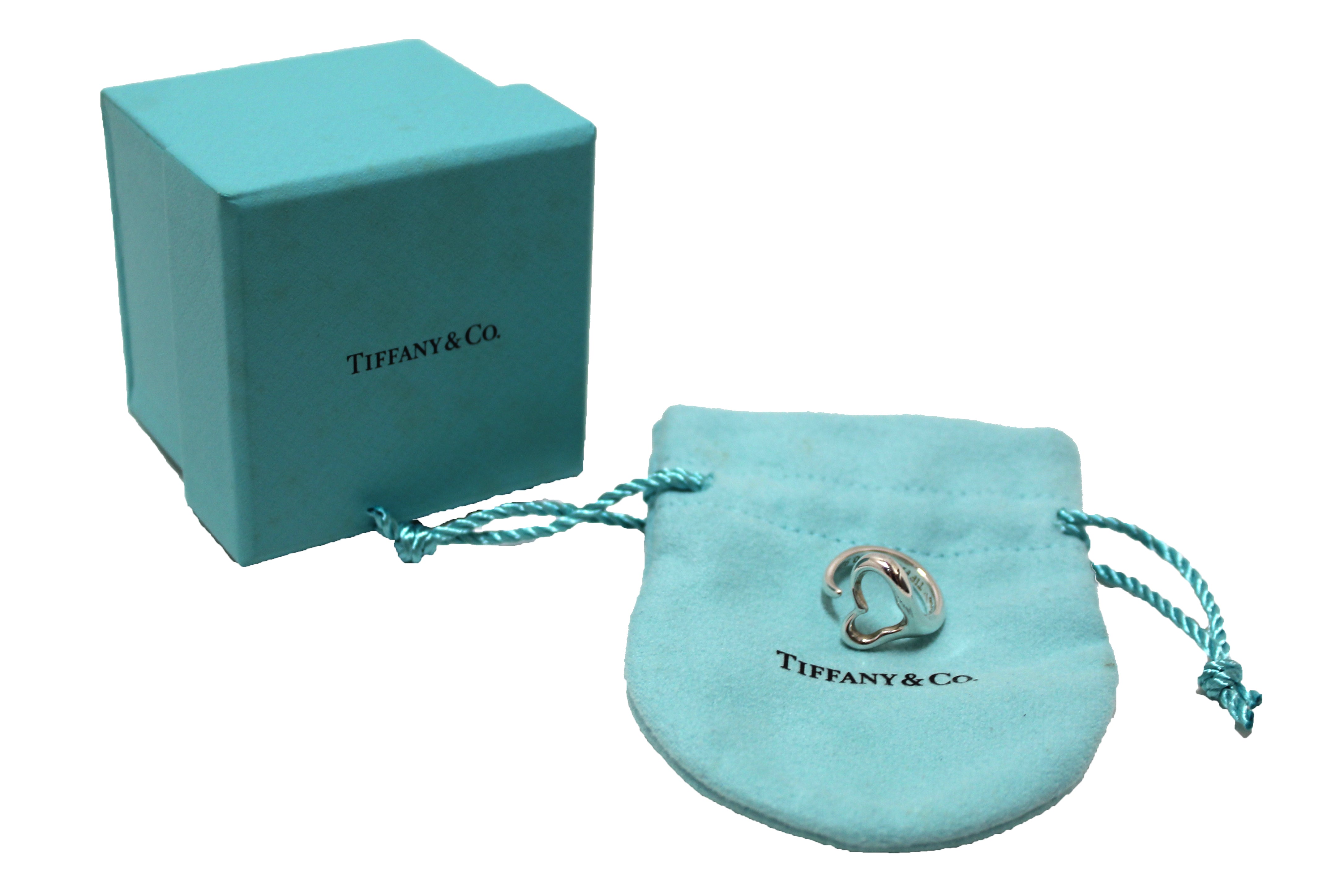Authentic Tiffany & Co. Sterling Silver Open Heart Ring - Elegant Jewelry Gift for Women, Perfect for Valentine's Day, Anniversary & Special Occasions