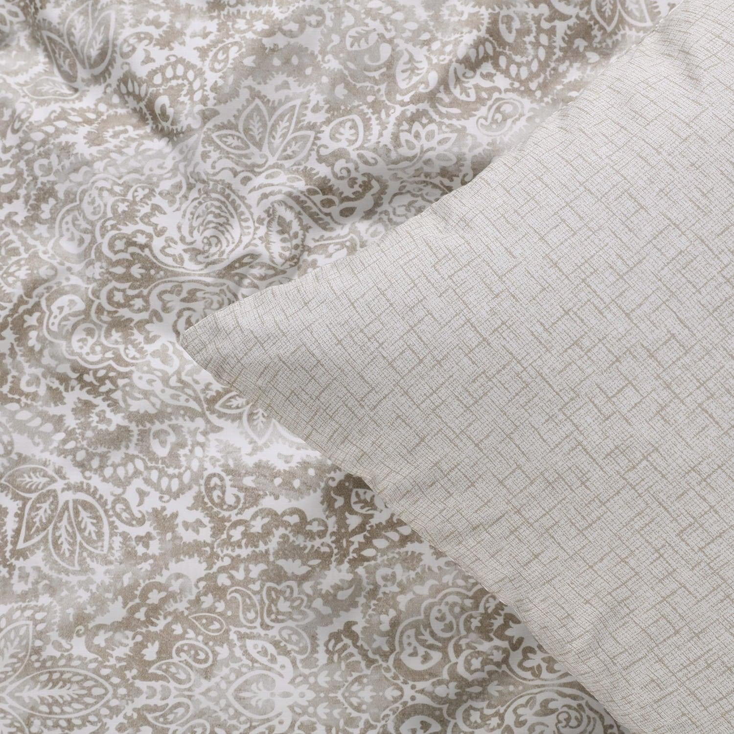 Premium Taupe Cotton Percale Reversible Duvet Cover Set - Soft Breathable Bedding for All Seasons - Perfect for Master Bedroom, Guest Room & Cozy Home Decor