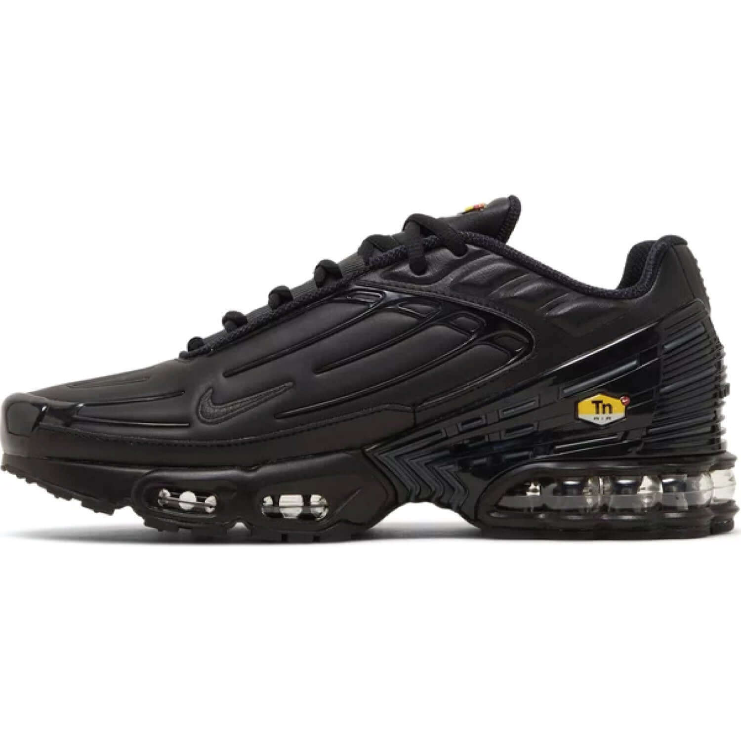 Nike Air Max Plus 3 Leather Sneakers - Triple Black Colorway - Men's Running Shoes for Gym & Streetwear Fashion
