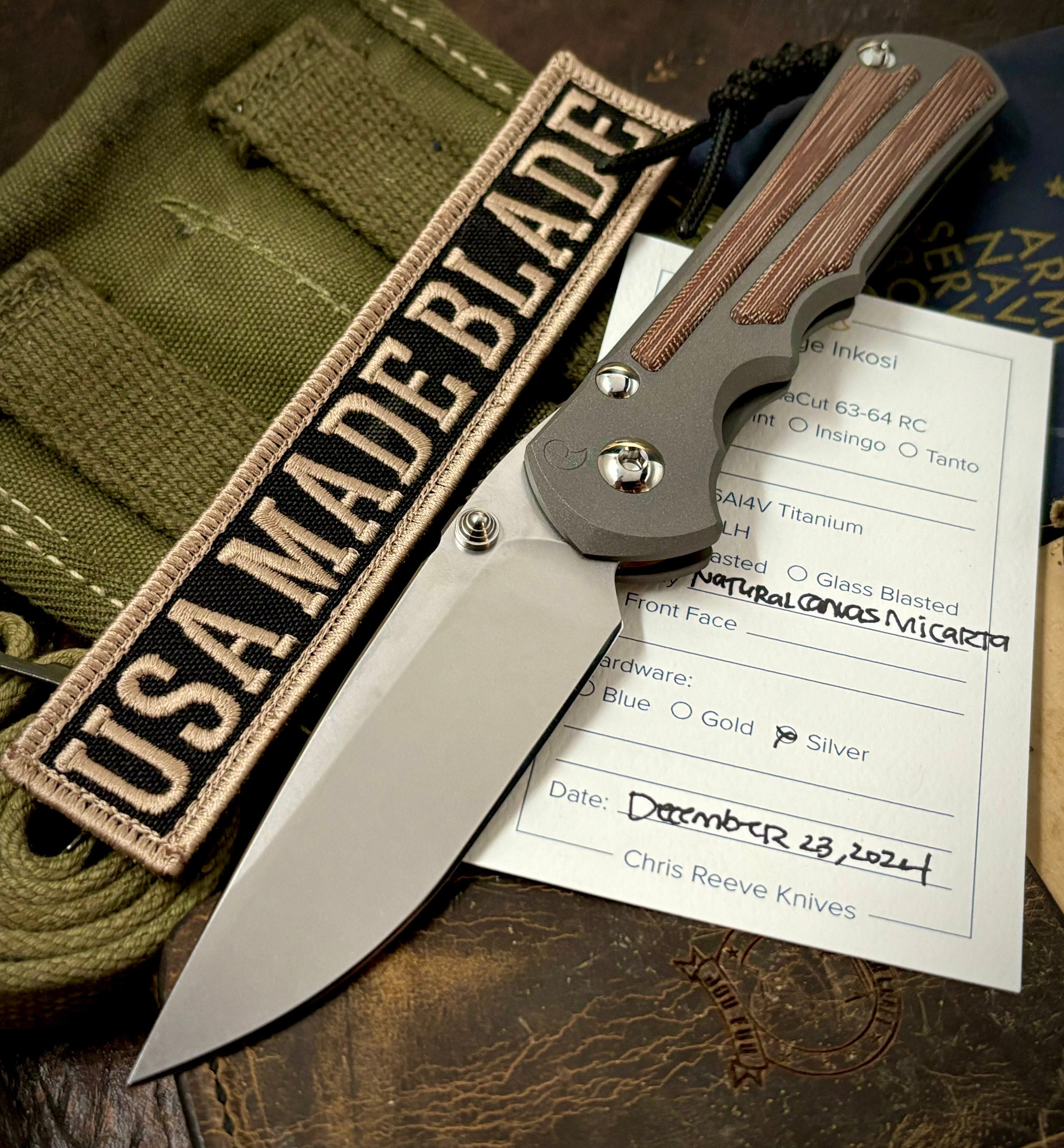 Chris Reeve Large Inkosi Folding Knife with Natural Micarta Inlay - Magnacut Steel Blade | EDC, Outdoor Camping & Survival Gear
