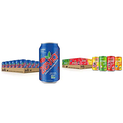 Zevia Zero Calorie Soda - Naturally Sweetened Cherry Cola (24 Pack, 12oz Cans) | Sugar-Free Sparkling Drink for Adults & Kids | Perfect for Parties, Picnics & Healthy Lifestyle