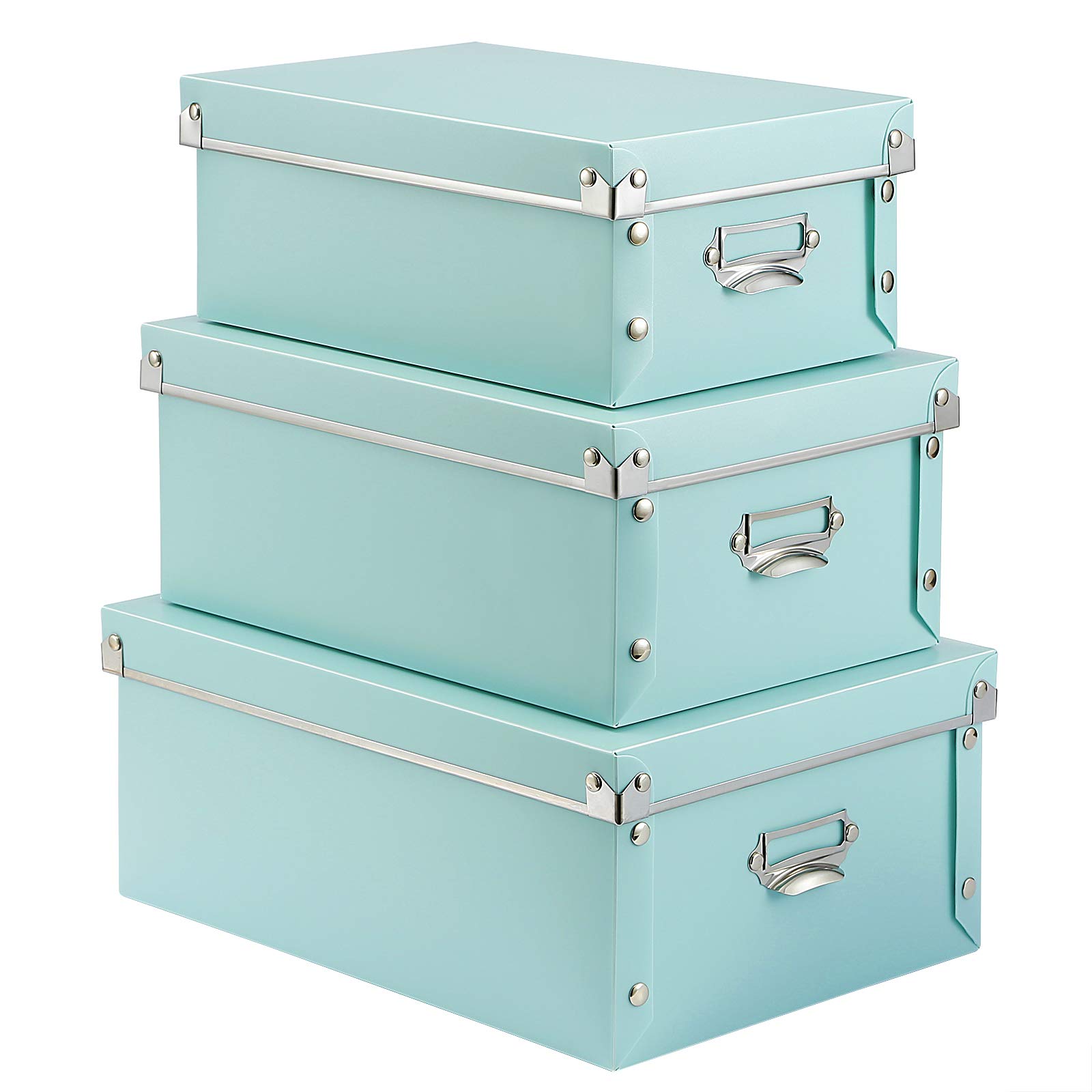 SEEKIND 3-Piece Foldable Storage Box Set with Lids & Handles - Multi-Size Plastic Organizer for Clothes, Cosmetics, Books | Space-Saving Home & Office Storage Solution