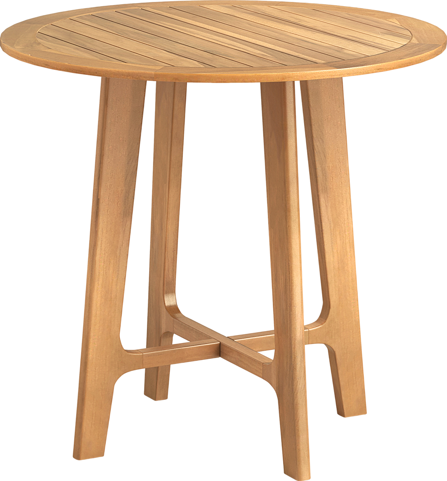 Costway 31.5 Inch Round Patio Table with Slatted Tabletop & X-Shaped Frame - Outdoor Dining, Garden, Backyard Furniture for BBQ, Poolside, and Relaxation