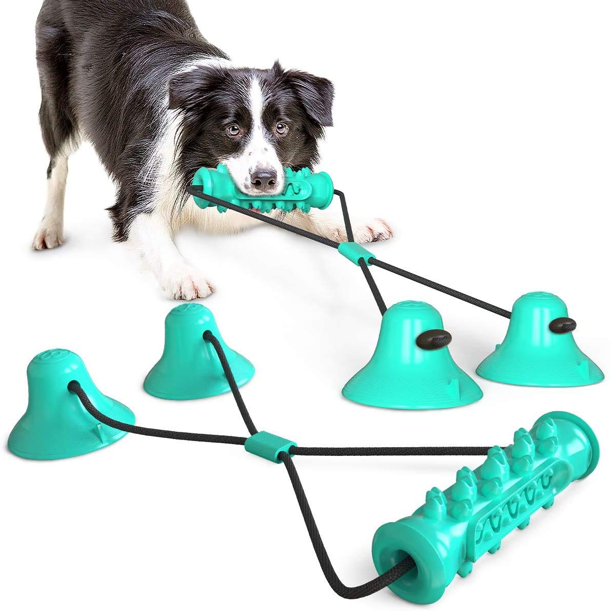 Strong Suction Cup Dog Chew Toy with Rope for Teeth Cleaning - Playtime for Small/Large Breeds