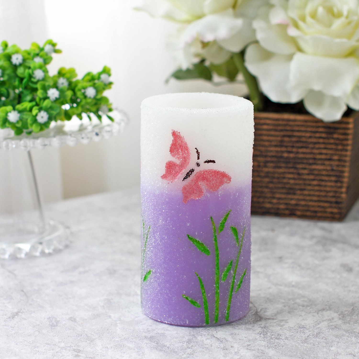 Flameless LED Candles with Timer - Battery Operated Real Wax Pillar Candles (3x6 Inch, Purple) for Home Decor, Wedding Centerpieces & Romantic Ambiance