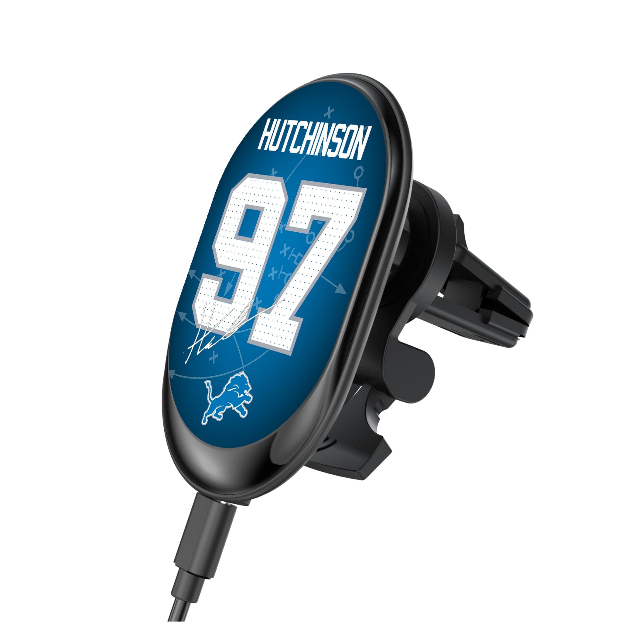 Aidan Hutchinson Detroit Lions 97 Ready Wireless MagSafe Car Charger - Fast Charging for iPhone 14/13/12 - Perfect for Road Trips & Commuting