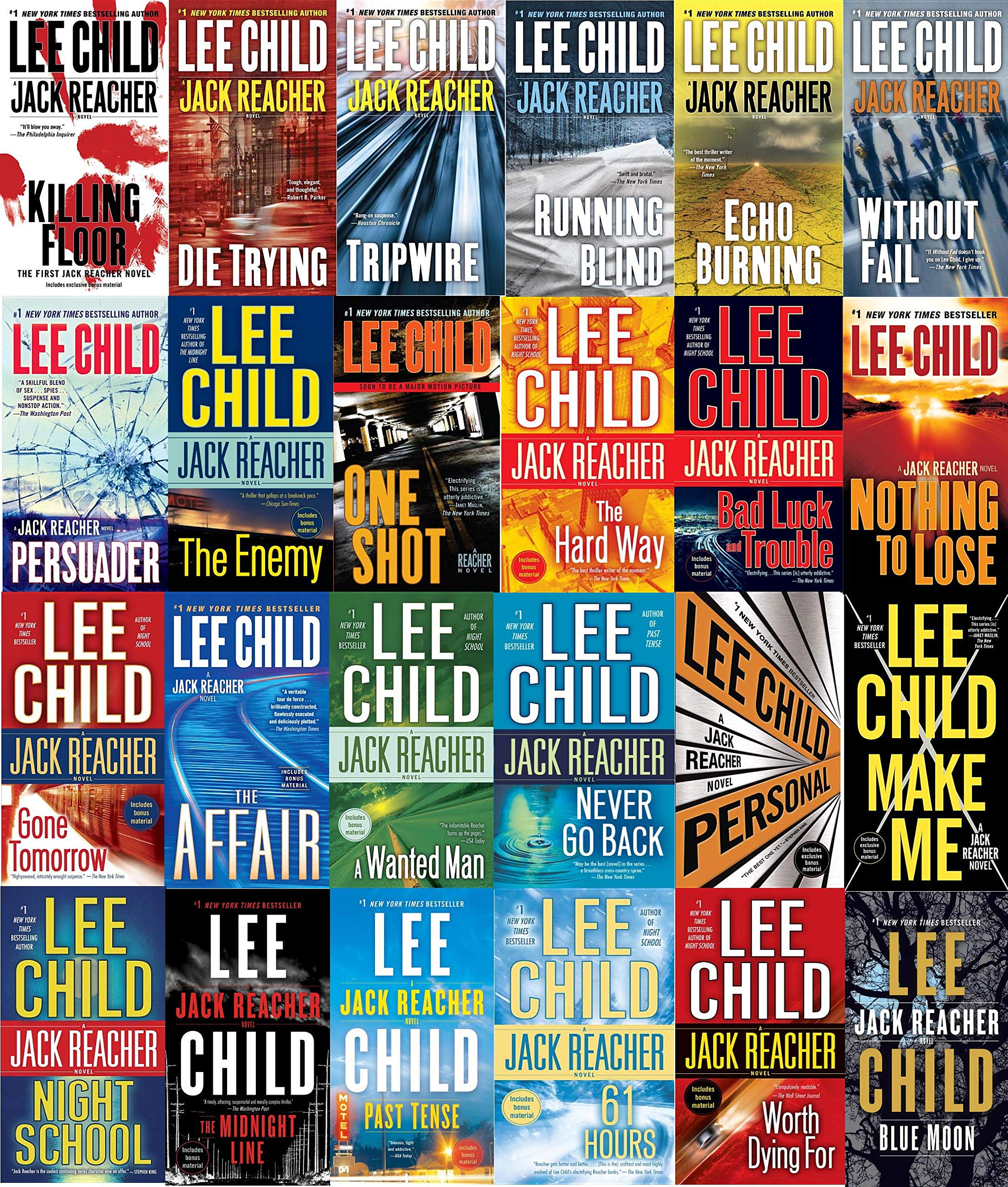 Lee Child Jack Reacher Series Complete Set (Books 1-24) - Best Crime Thriller Novels Collection for Adults - Perfect for Reading, Gifts & Book Clubs