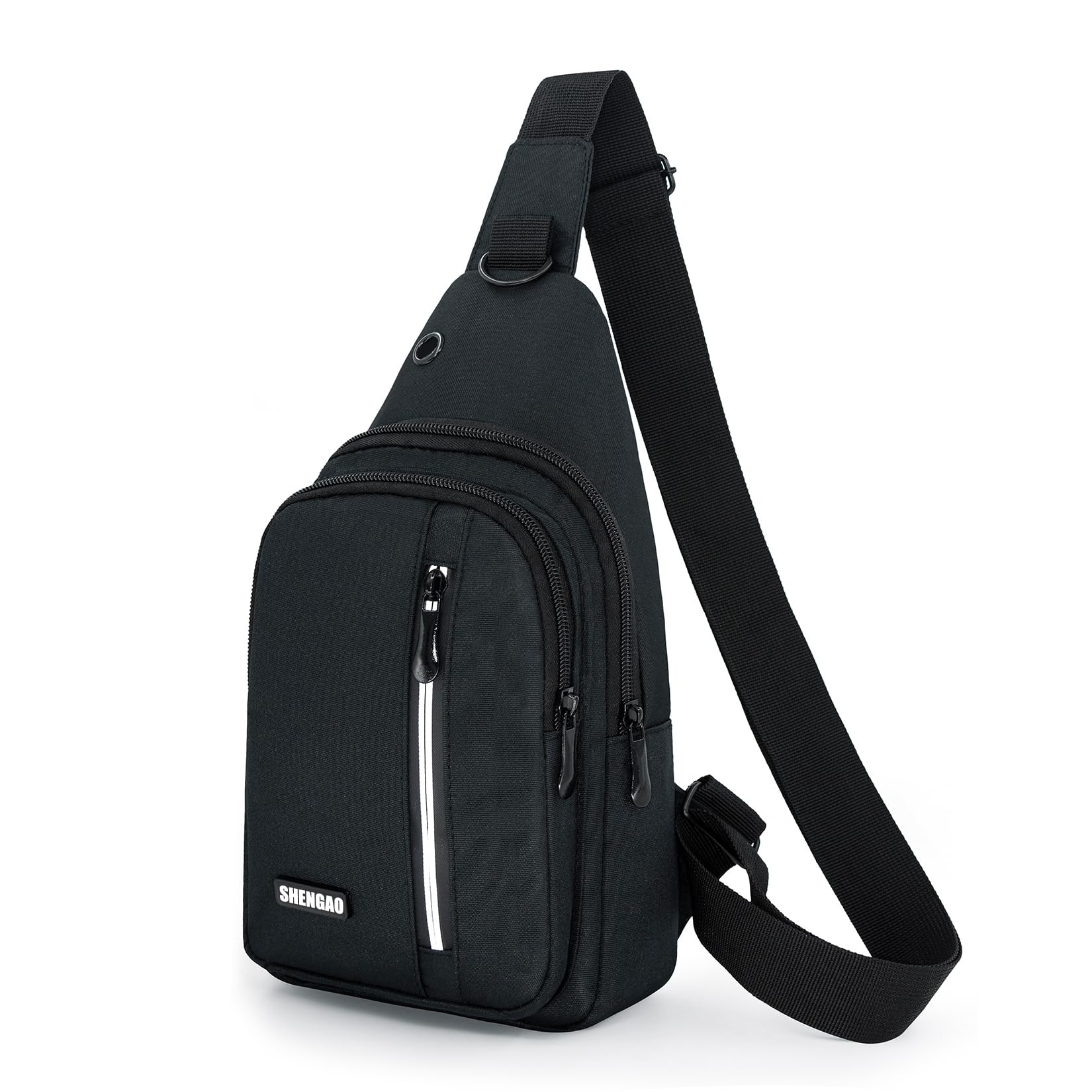 Gurislife Men's Sling Bag - Small Crossbody Backpack with Reflective Strip, Lightweight Shoulder Bag for Work, Hiking, Travel & Daily Use (Black-903) - Perfect for Commuting, Outdoor Adventures & Urban Exploration