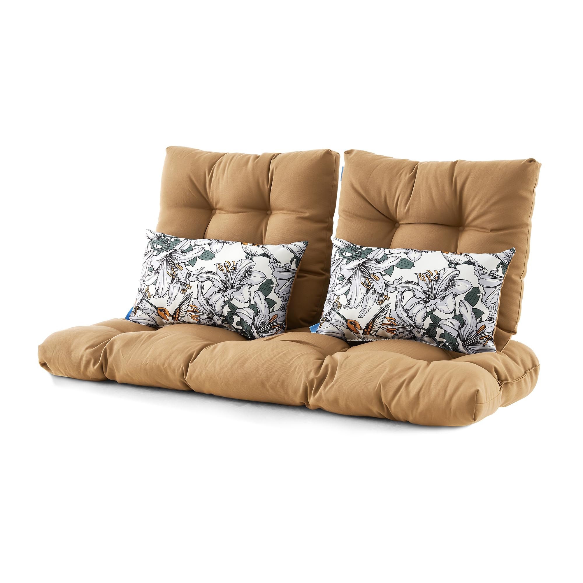 ARTPLAN Outdoor Cushions Set of 5 - All Weather Loveseat & Bench Cushions with Wicker Tufted Pillows for Patio Furniture - Perfect for Garden, Deck, Poolside & Backyard Relaxation