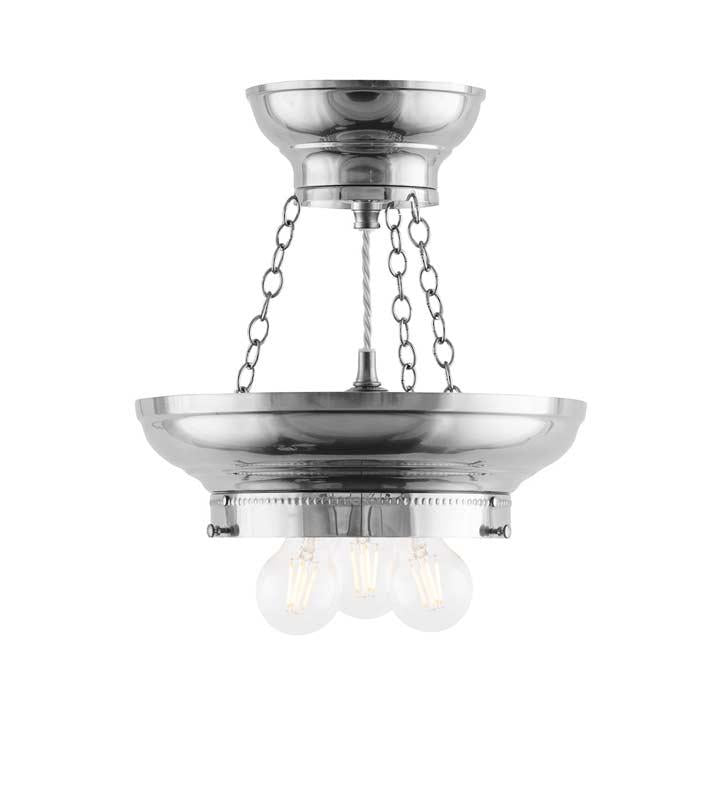FrödingAmpel 200 - 3xE27 Nickel Pendant Light Fixture - Vintage Industrial Ceiling Lamp for Living Room, Kitchen, or Dining Room