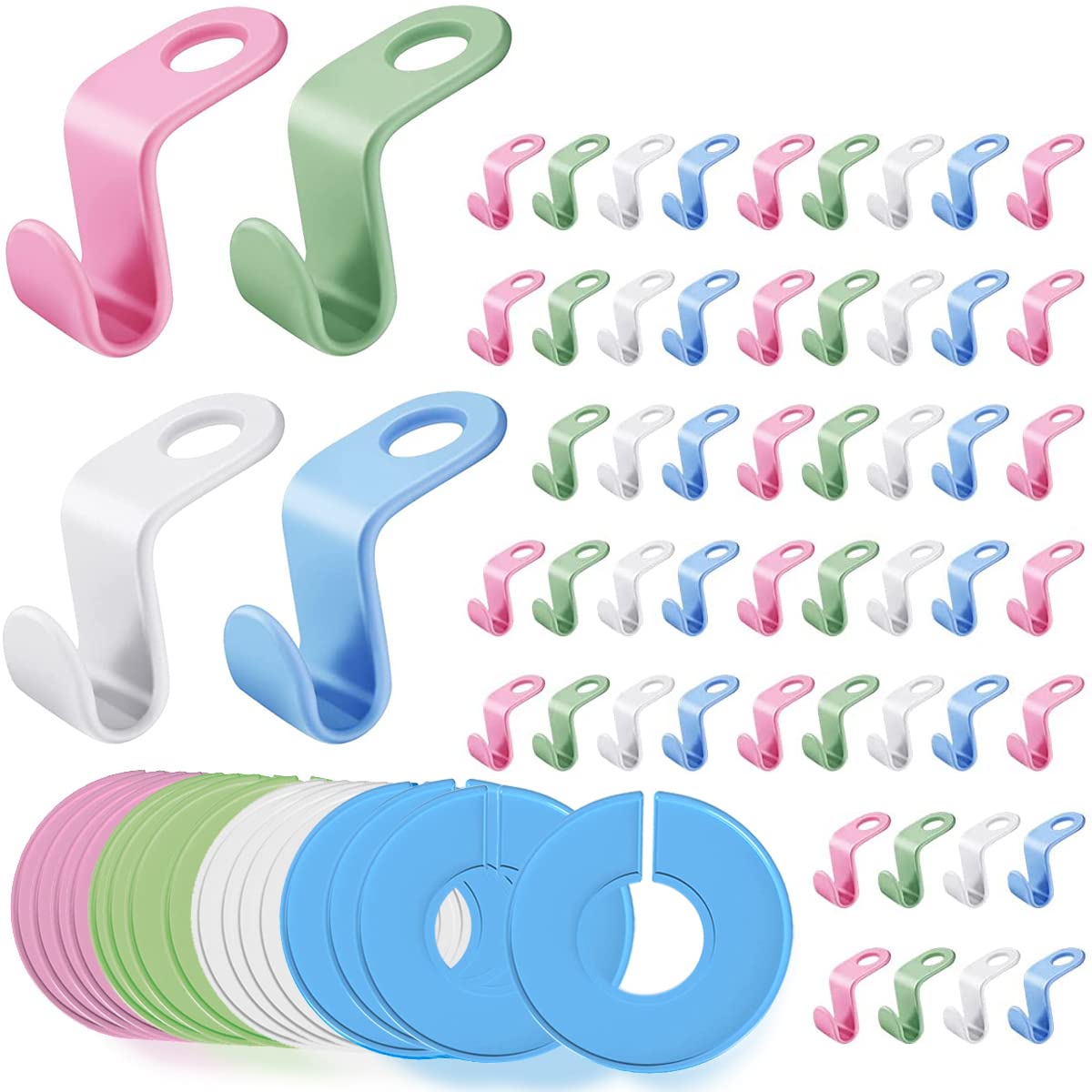 40PCS Heavy Duty Clothes Hanger Connector Hooks - Space Saving Cascading Hanger System with 16 Clothing Size Dividers - Perfect for Closet Organization & Wardrobe Storage (Ideal for Small Spaces, Dorm Rooms & Apartment Living)