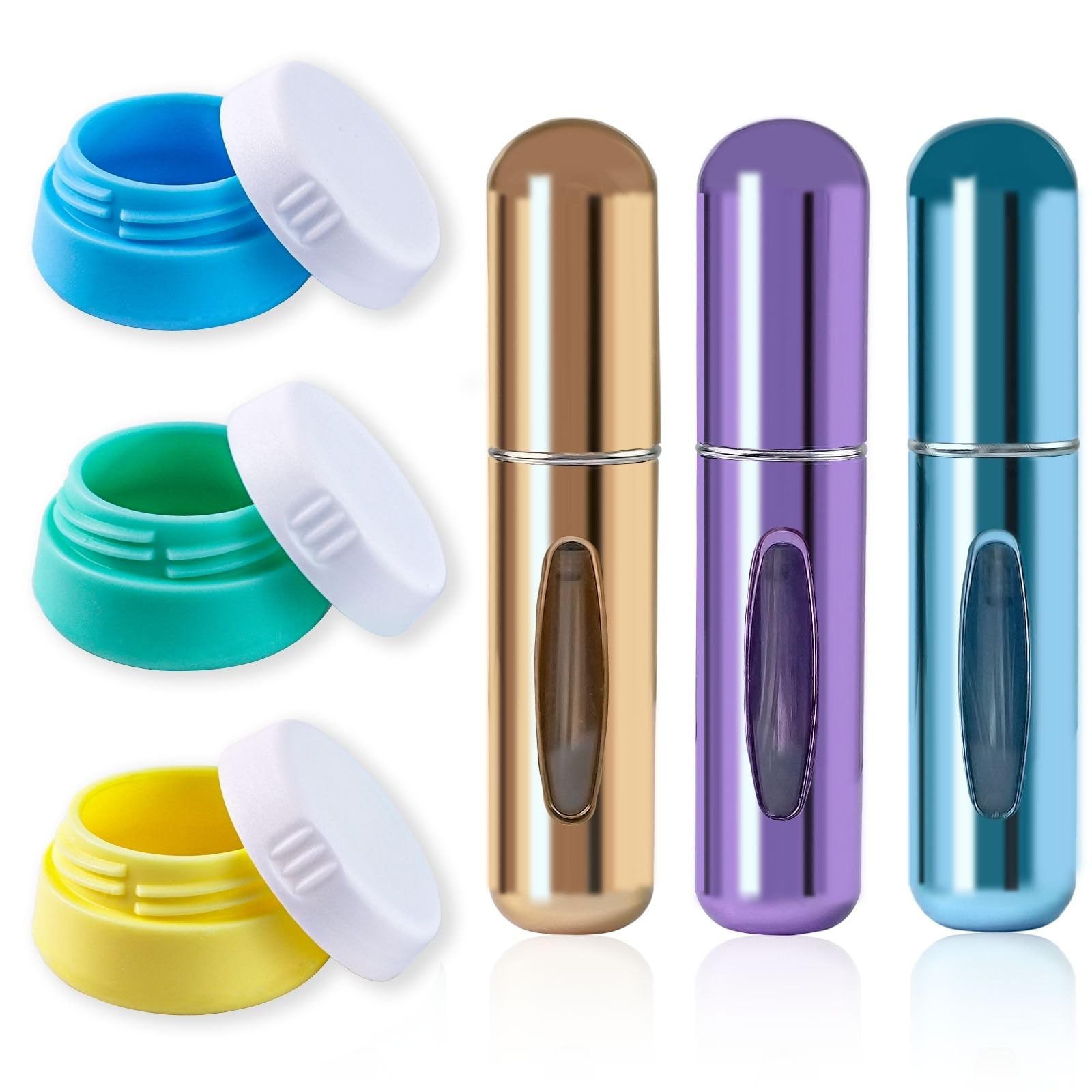 TSA Approved Travel Size Containers Set - 6 Pack Silicone Leak-Proof Toiletry Bottles for Shampoo, Lotion & Perfume | Portable Cosmetic Jars for Face, Body & Hand Cream | Ideal for Air Travel, Gym & Vacation