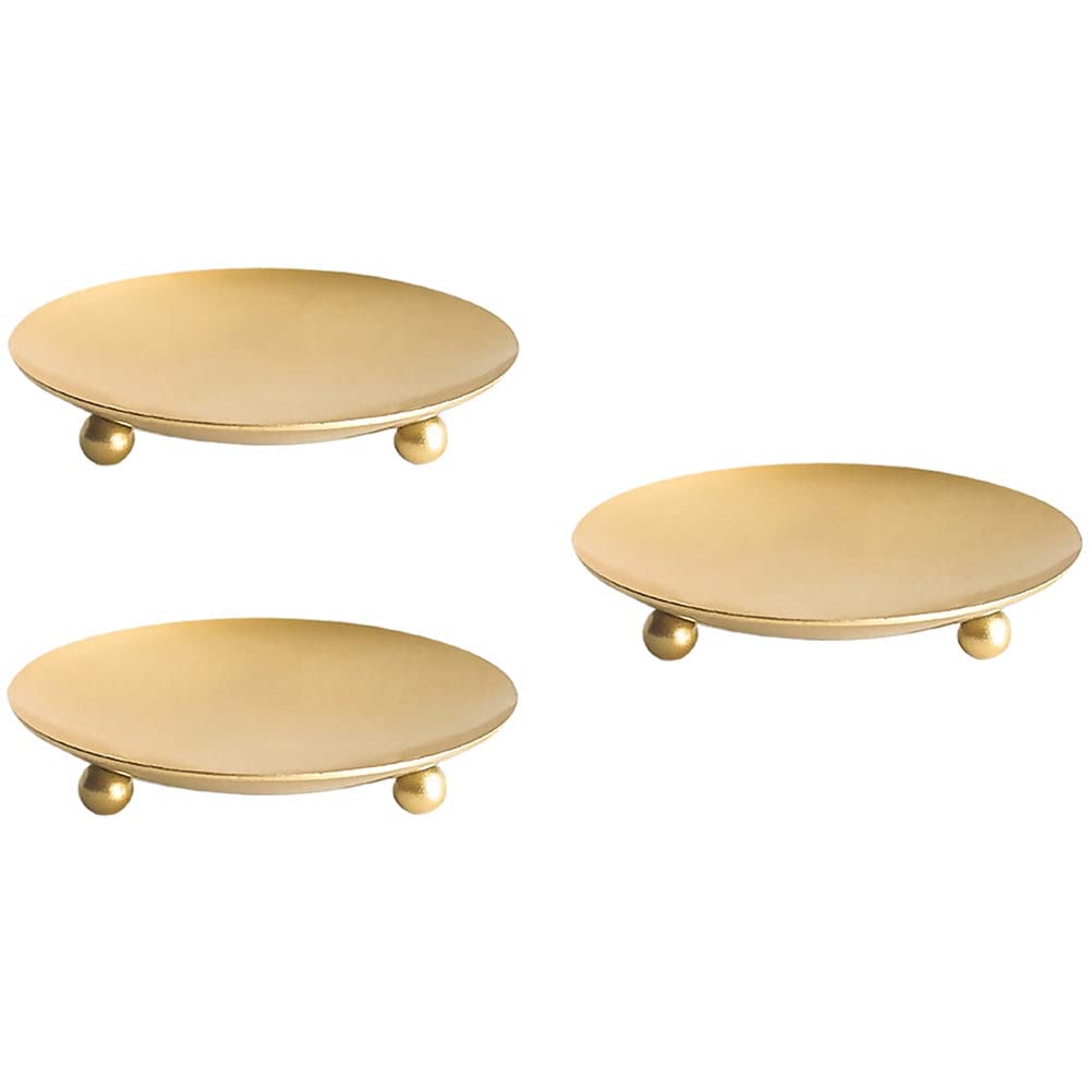 3Pcs Iron Candle Holders - Rustic Simple Style Candle Plates & Trays for Dining Table Decor, Wedding Centerpiece, Romantic Dinner, Home Decoration